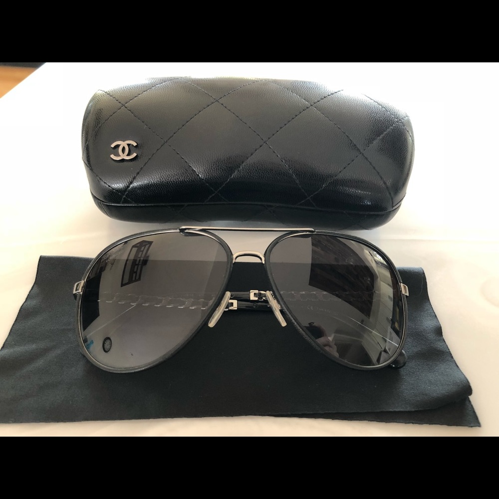 Chanel leather Wrapped Pilot Sunglasses